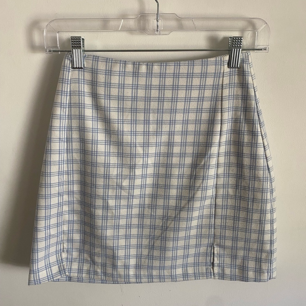 Brandy‎ Melville Blue and White Plaid Skirt